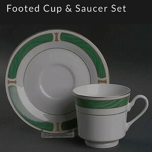 MALACHITE by SANGO, MAJESTRY FINE CHINA Footed Cup & Saucer Set